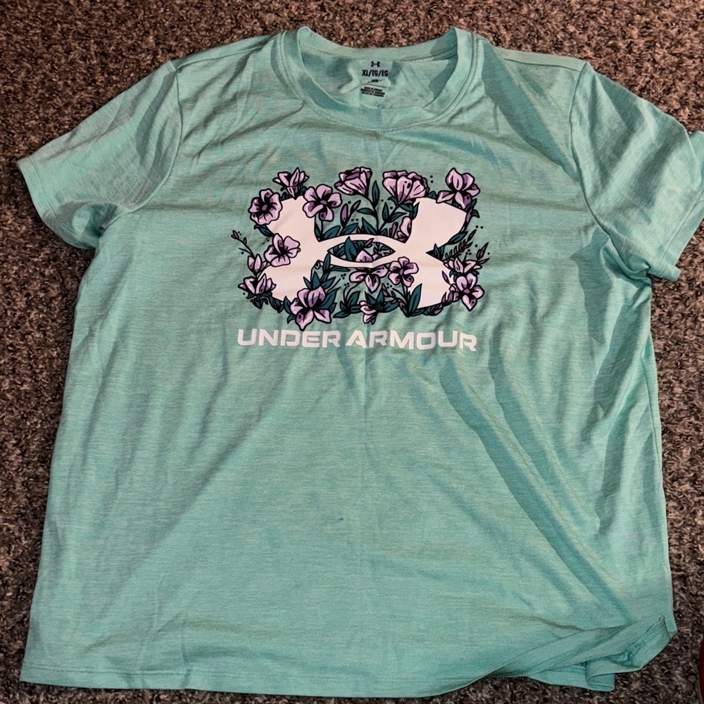 Under Armour Kids Teal and Purple Short Sleeve Tee